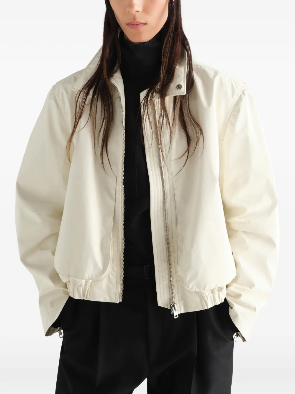 LEMAIRE Bomberjack met opstaande kraag en rits Beige