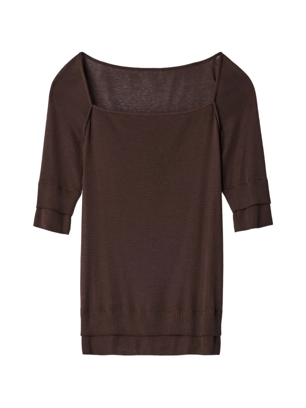 LEMAIRE Top van zijde- en viscoseblend met cropped mouwen Bruin