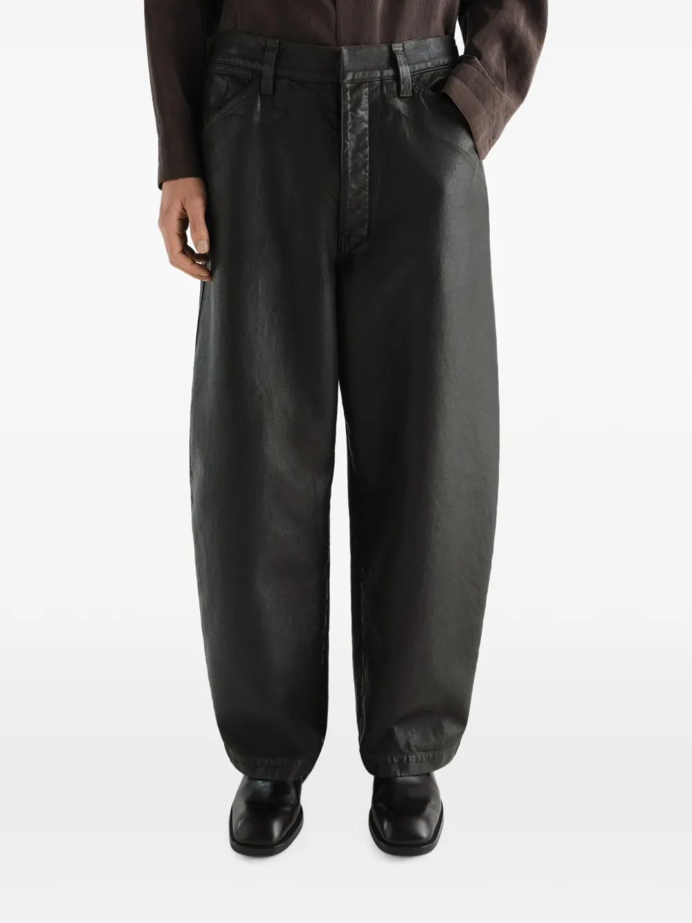 LEMAIRE Oversized gecoate denim broek Groen