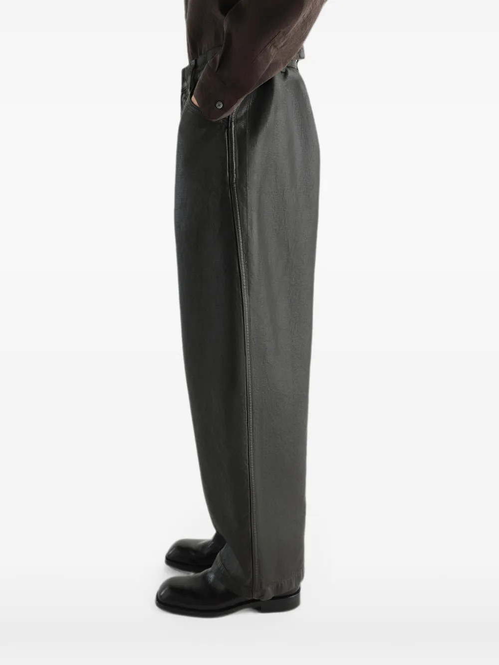LEMAIRE Oversized gecoate denim broek Groen