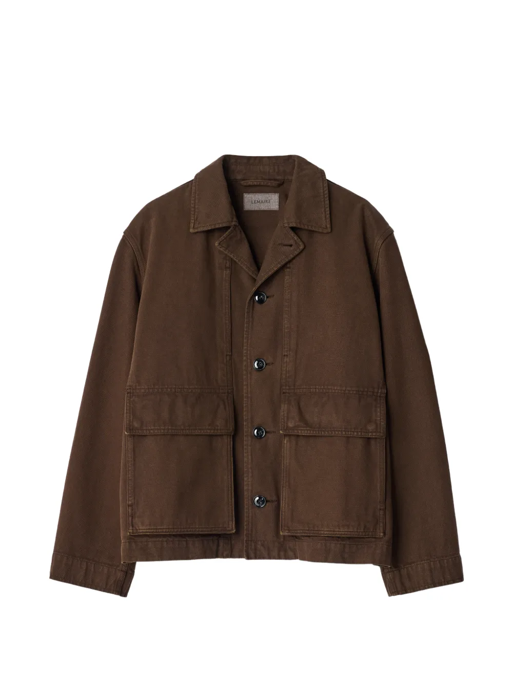 LEMAIRE boxy jacket in heavy garment-dyed broken twill - Brown