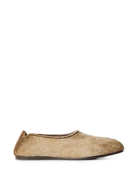 LEMAIRE sock slip-ons in natural pony-style leather