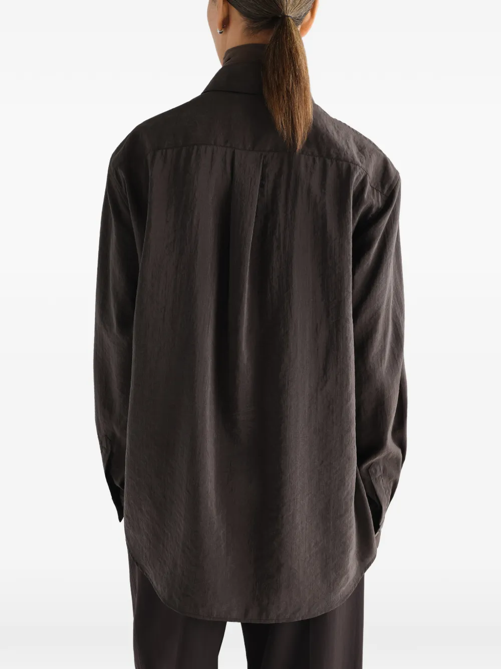 LEMAIRE Straight zijden blouse Bruin