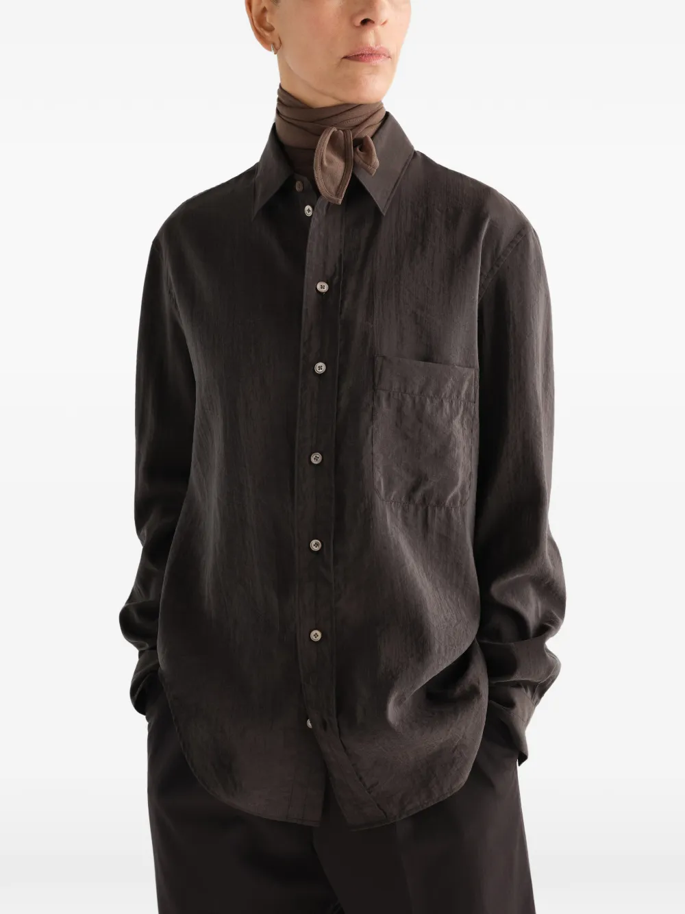 LEMAIRE Straight zijden blouse Bruin