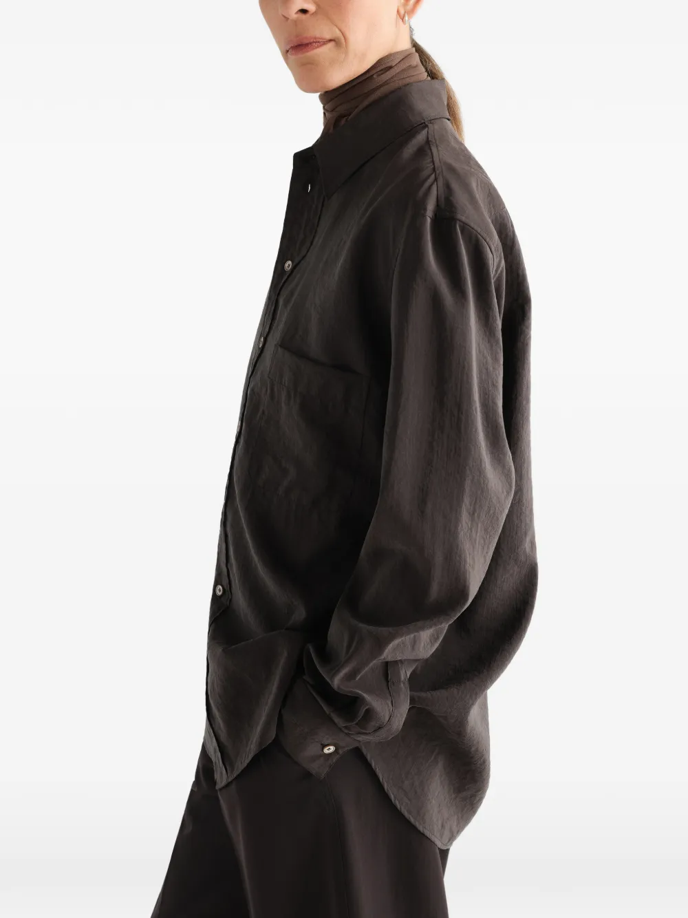 LEMAIRE Straight zijden blouse Bruin
