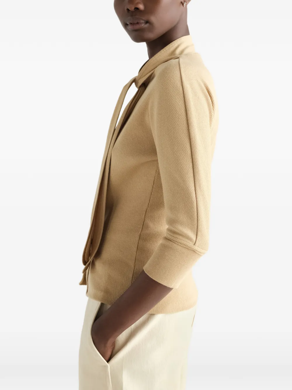 LEMAIRE Ascot T-shirt van linnen en katoenen geribbelde jersey Beige