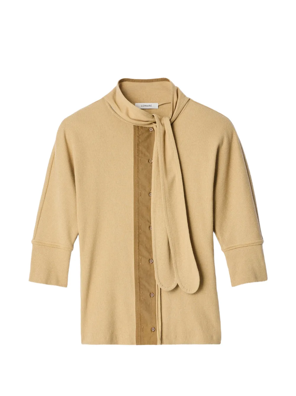LEMAIRE Ascot T-shirt in linen and cotton ribbed jersey - Toni neutri