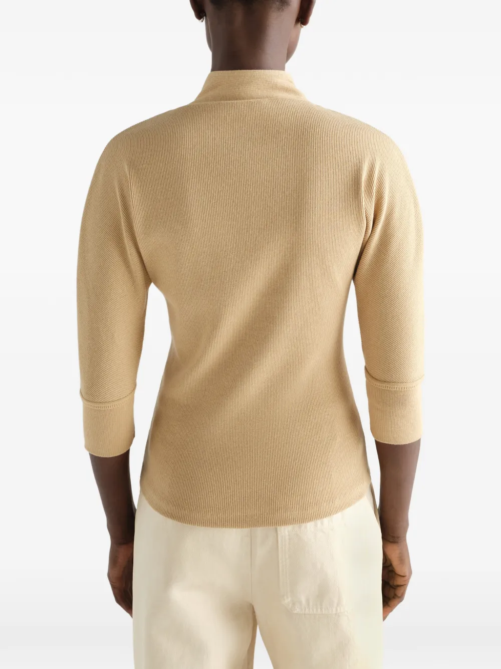 LEMAIRE Ascot T-shirt van linnen en katoenen geribbelde jersey Beige