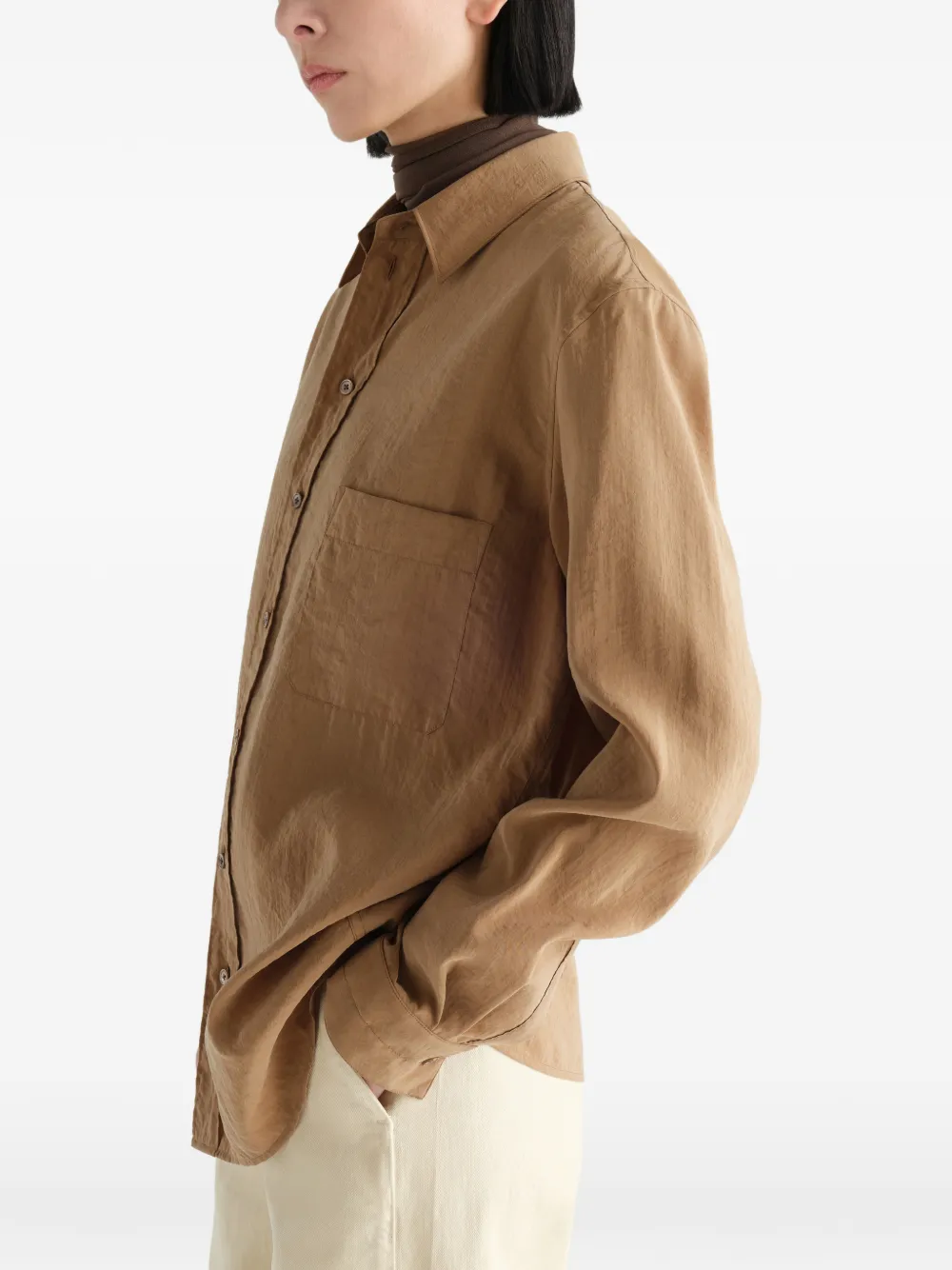 LEMAIRE Straight zijden blouse Bruin