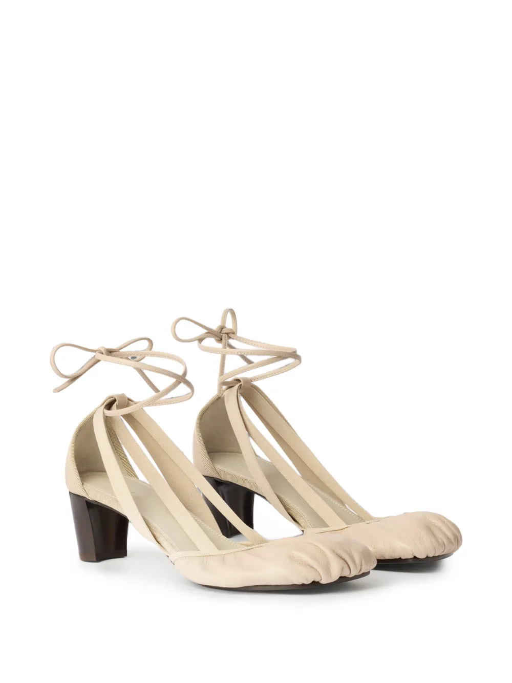 LEMAIRE Pedille geitenleren ballerina's met hak van 55 mm Beige