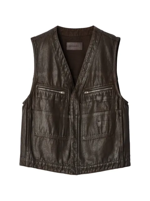 LEMAIRE utility vest in coated broken twill