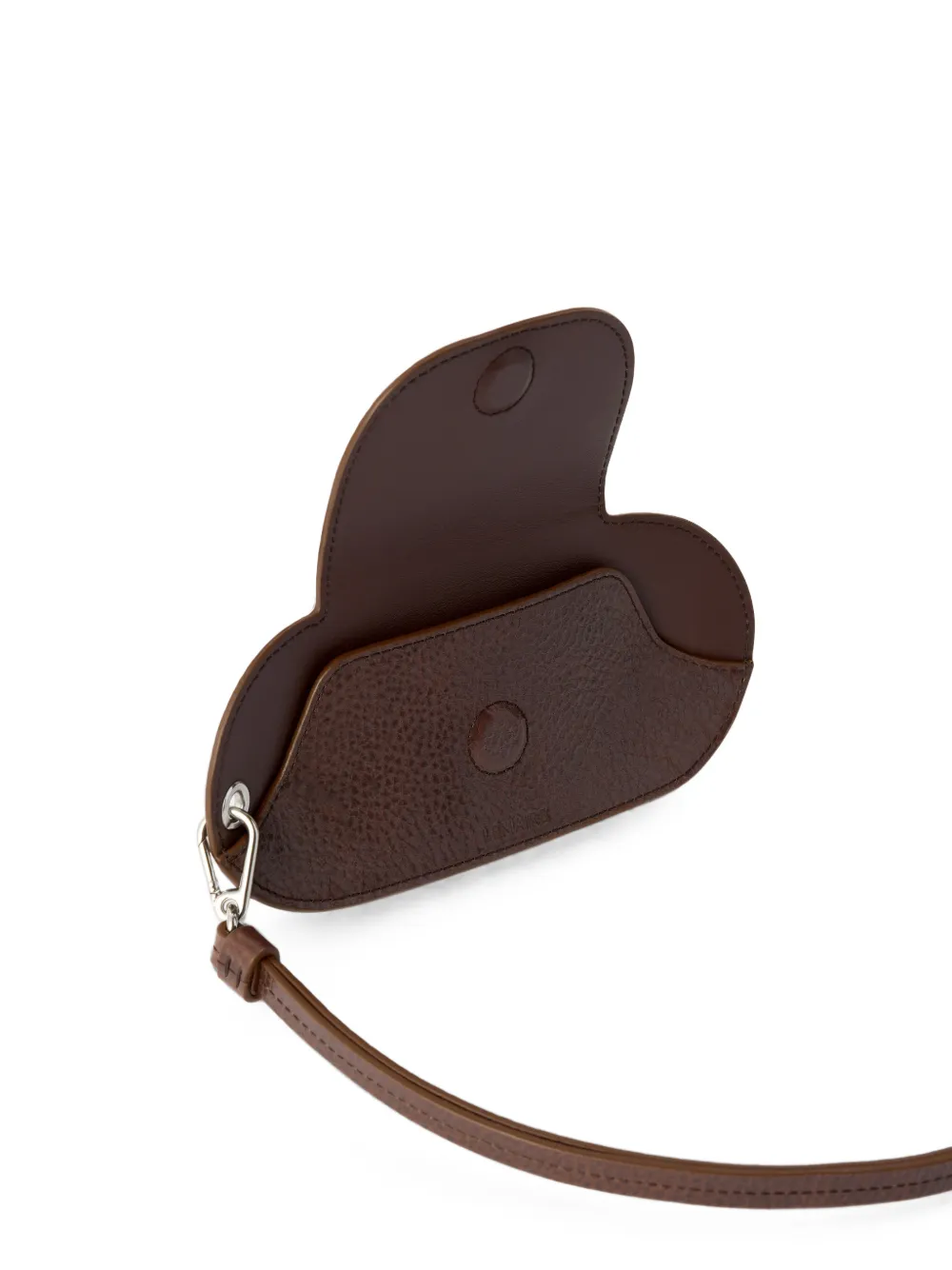 LEMAIRE Bril hoesje van glanzend leer met gelooid effect Bruin