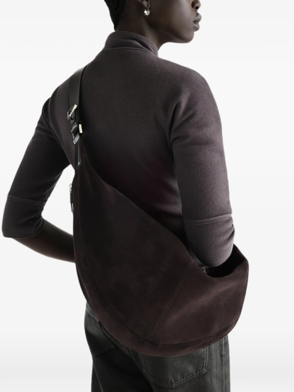 LEMAIRE Quiver Clip suède leren tas Bruin