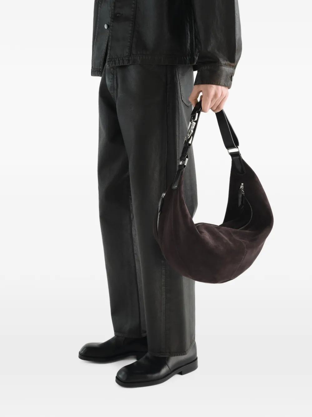 LEMAIRE Quiver Clip suède leren tas Bruin