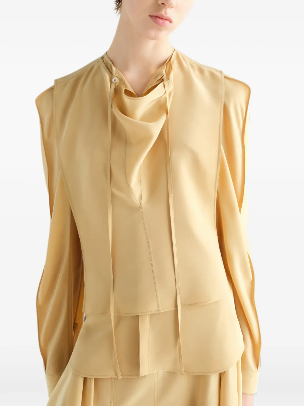 LEMAIRE Gelaagde blouse van zijde en viscose Geel
