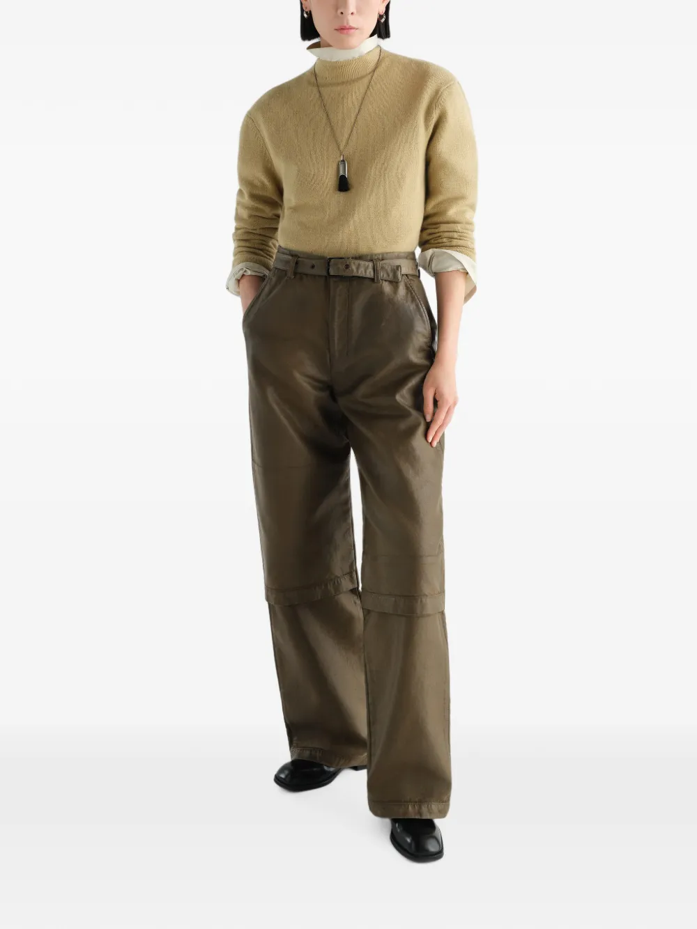 LEMAIRE Omkeerbare kasjmier trui met knopen Beige