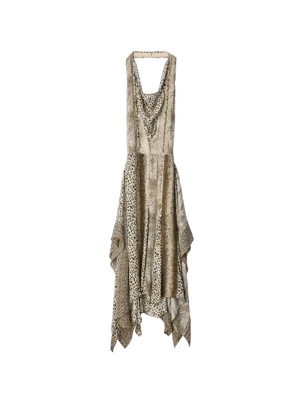 LEMAIRE panelled dress in feather printed viscose