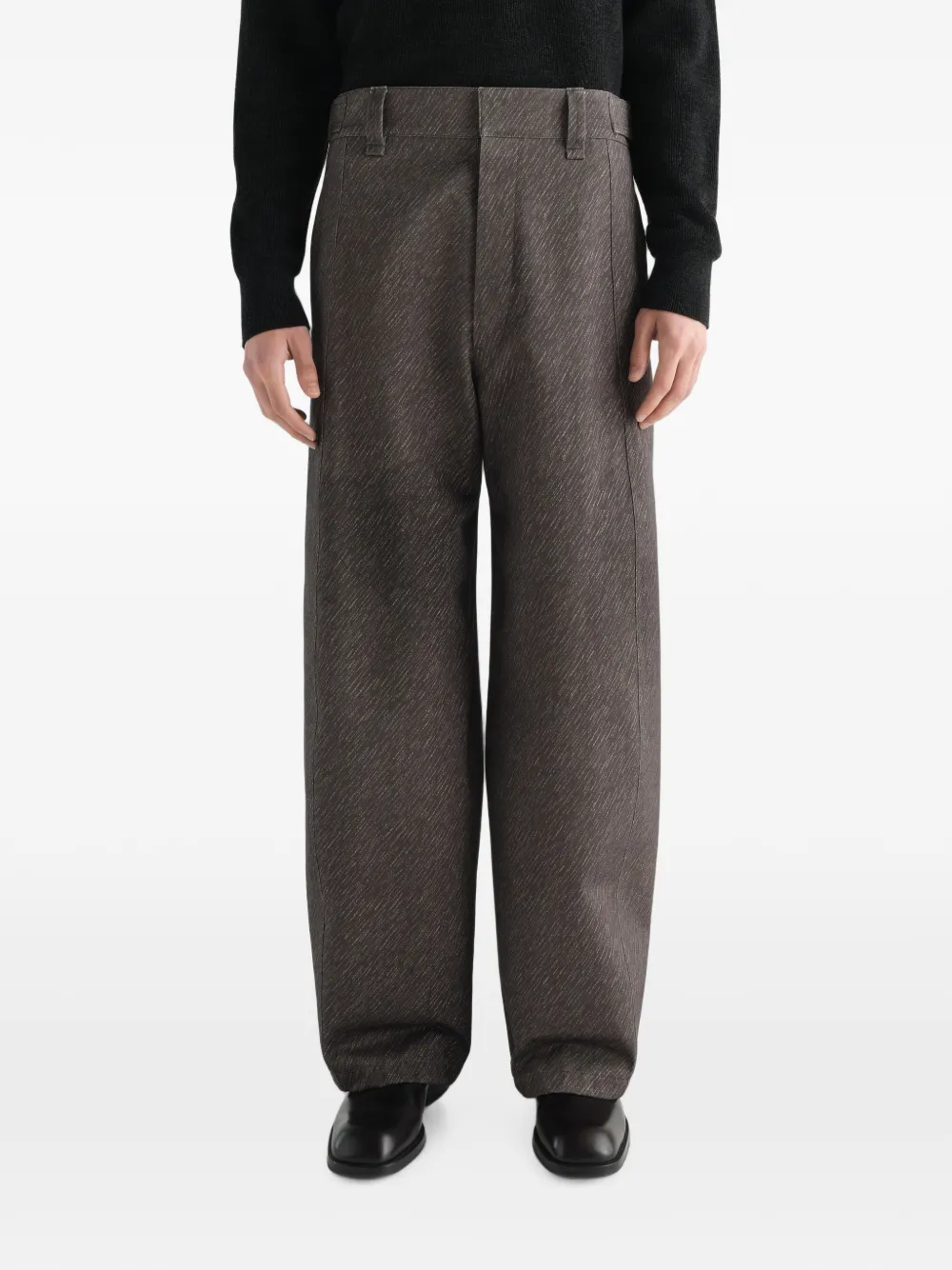 LEMAIRE Katoenen maxi-broek met diagonale print Bruin