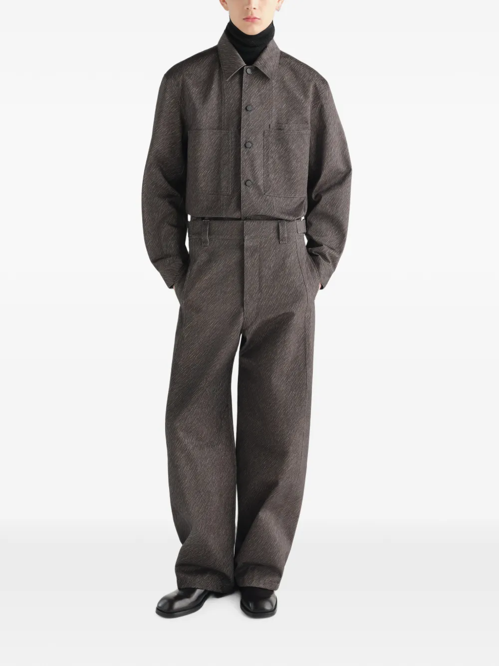 LEMAIRE Katoenen maxi-broek met diagonale print Bruin