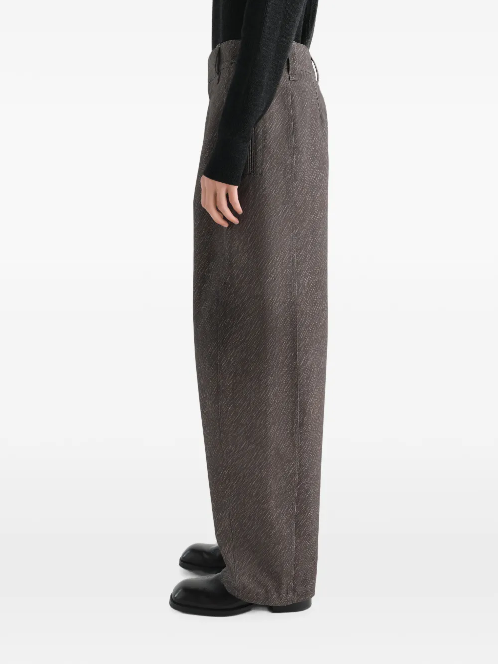 LEMAIRE Katoenen maxi-broek met diagonale print Bruin
