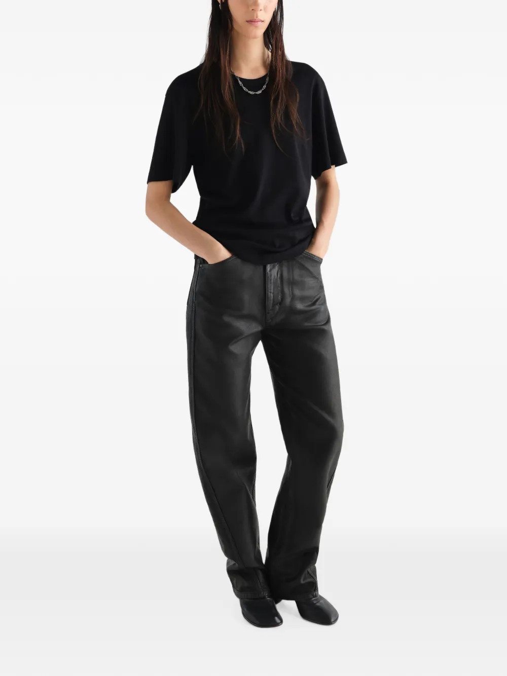 LEMAIRE T-shirt met ronde hals Zwart