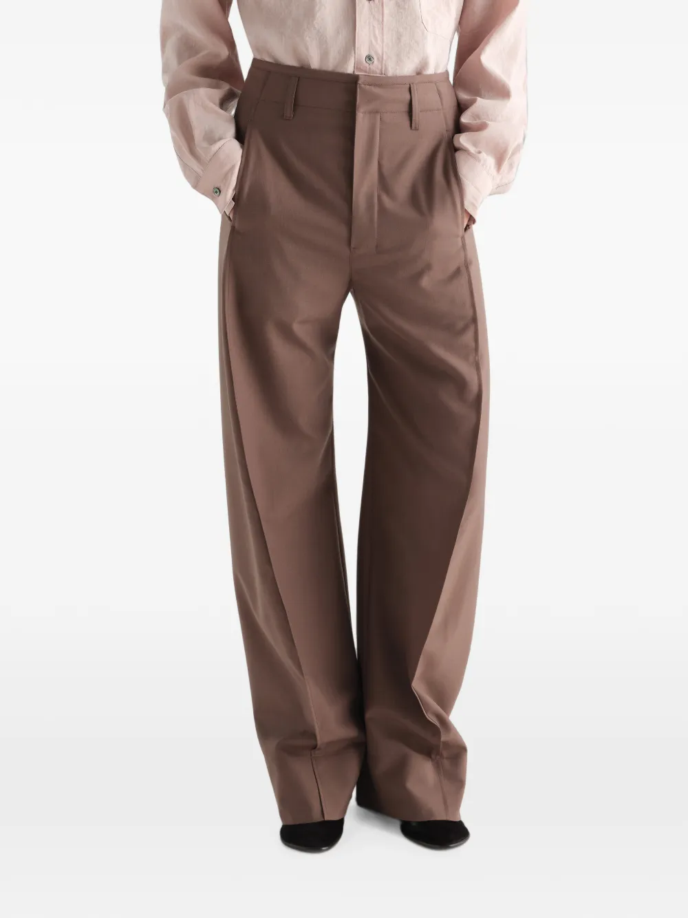 LEMAIRE Baggy broek van tropische wolblend Bruin
