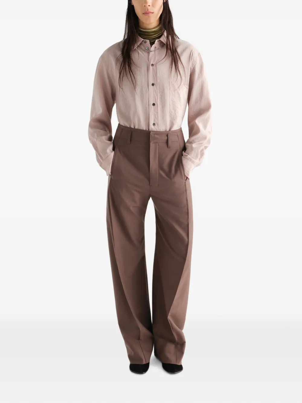 LEMAIRE Baggy broek van tropische wolblend Bruin
