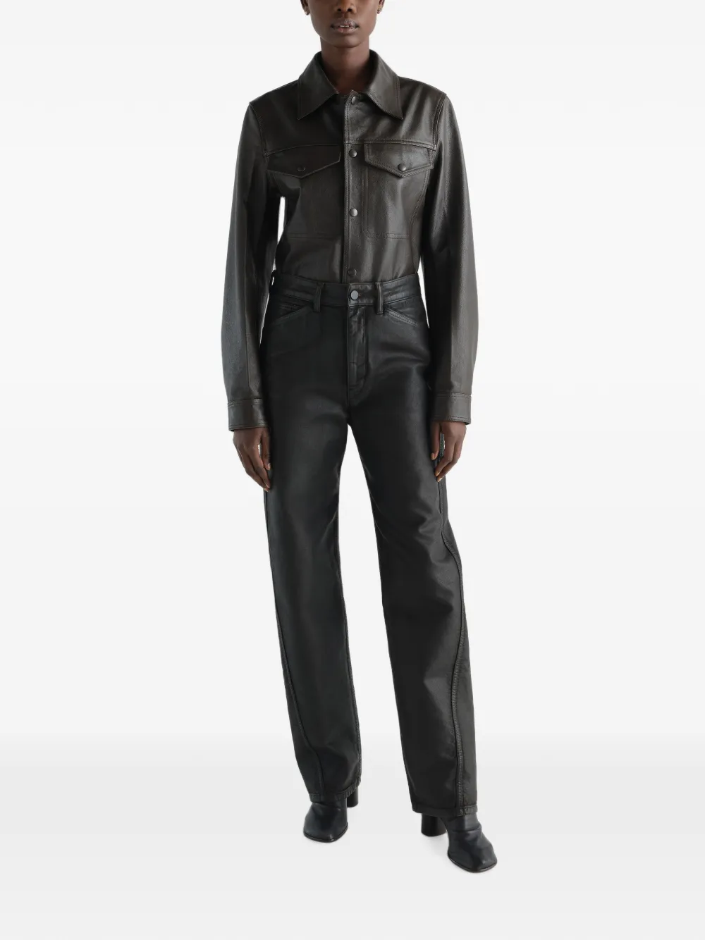 LEMAIRE Denim broek met vijf zakken en gedraaid detail Zwart