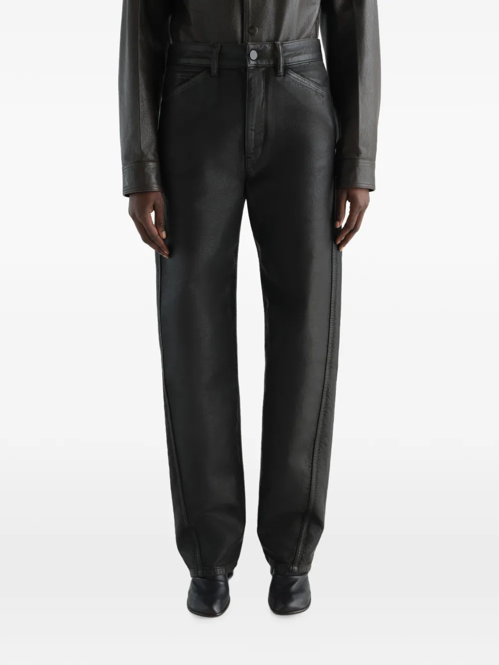 LEMAIRE Denim broek met vijf zakken en gedraaid detail Zwart