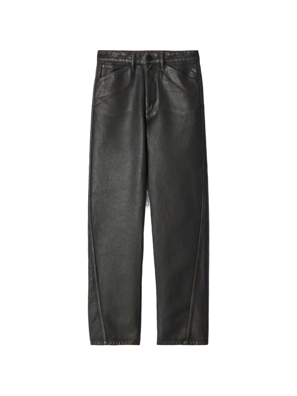 LEMAIRE Pantaloni in denim spalmato con cinque tasche - Nero