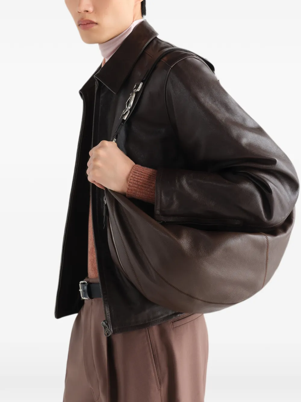 LEMAIRE Grote Quiver leren cliptas Bruin