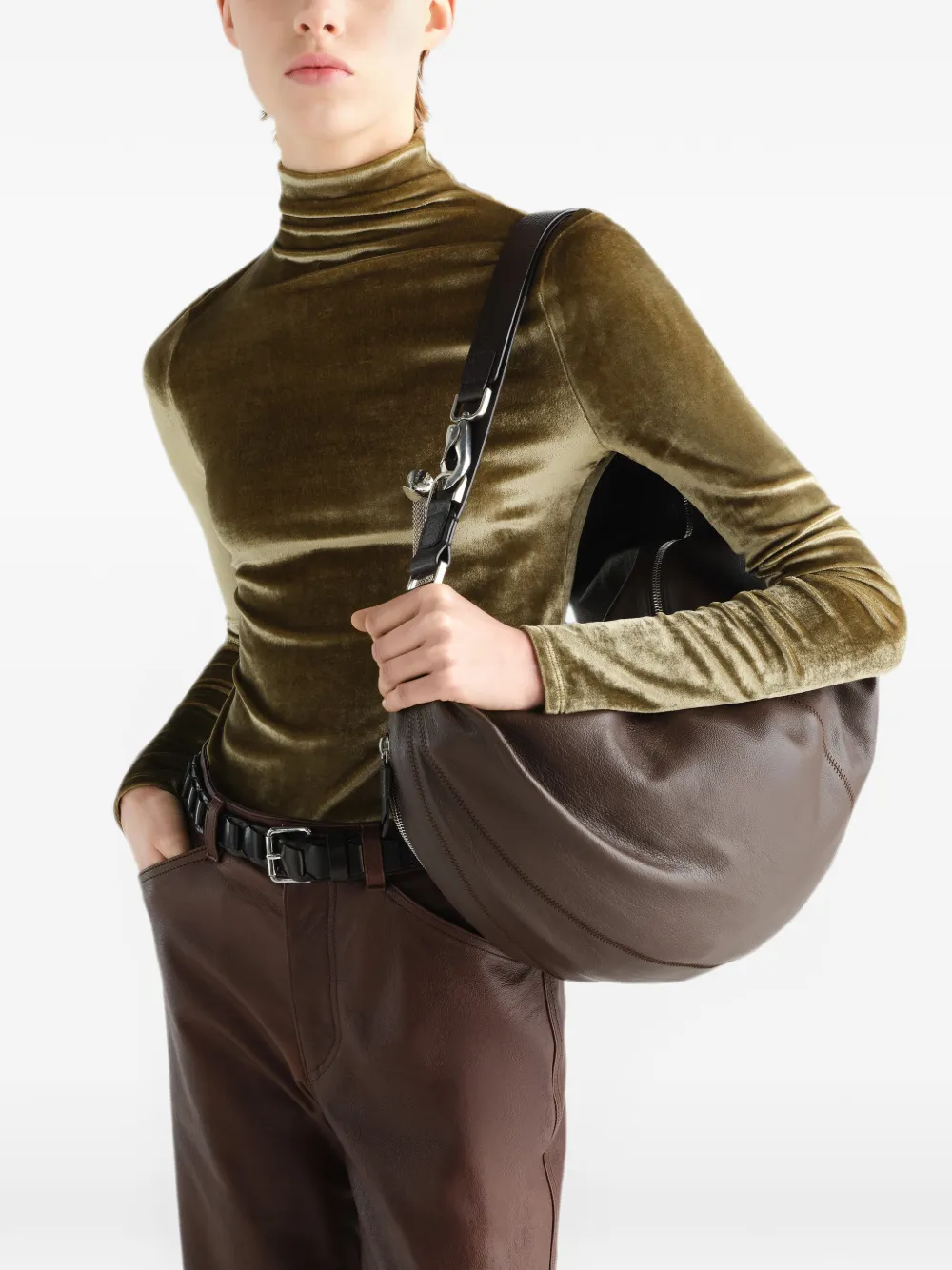 LEMAIRE Grote Quiver leren cliptas Bruin