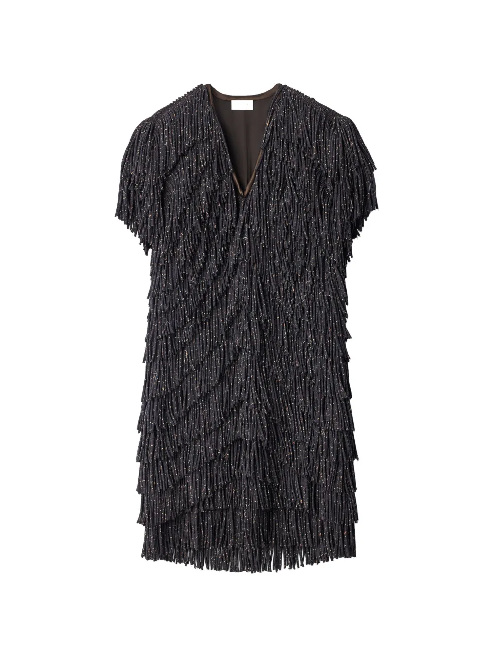 LEMAIRE fringed dress in snake-printed dry silk