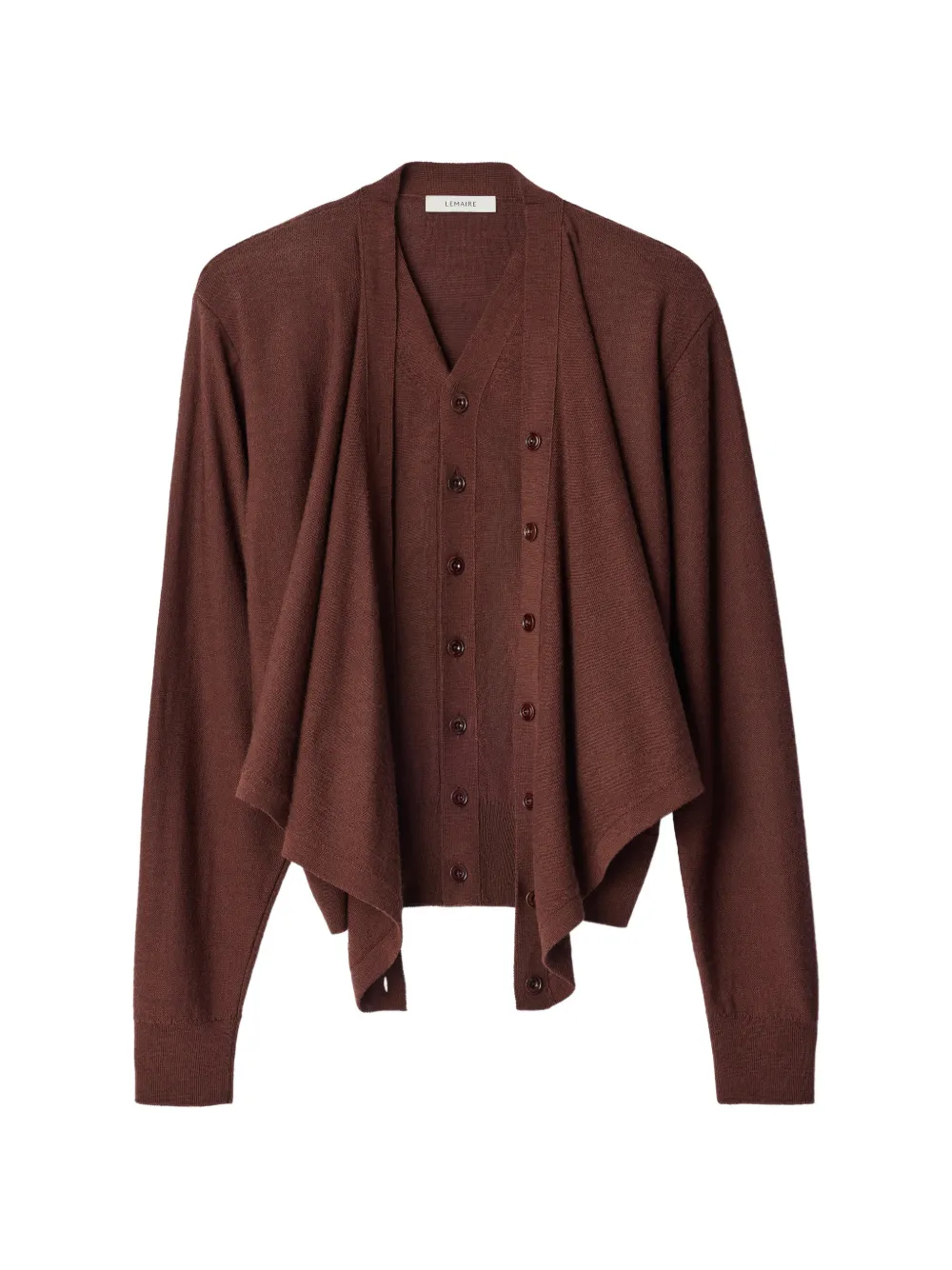 LEMAIRE Cardigan Trompe-L'oeil in misto lana merino - Marrone