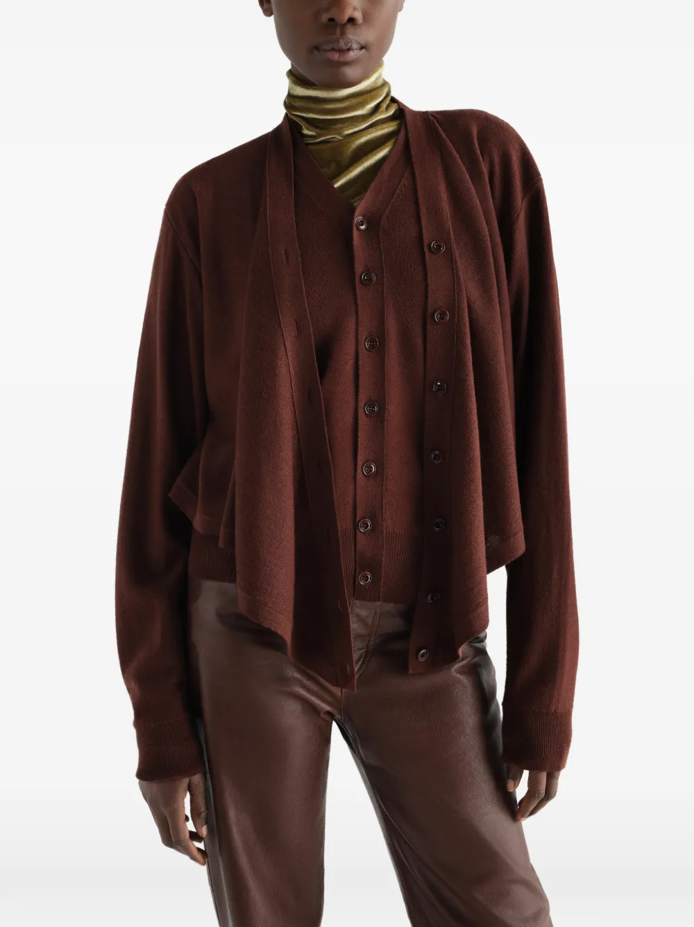 LEMAIRE Trompe-l'oeil vest van merinowolmix Bruin