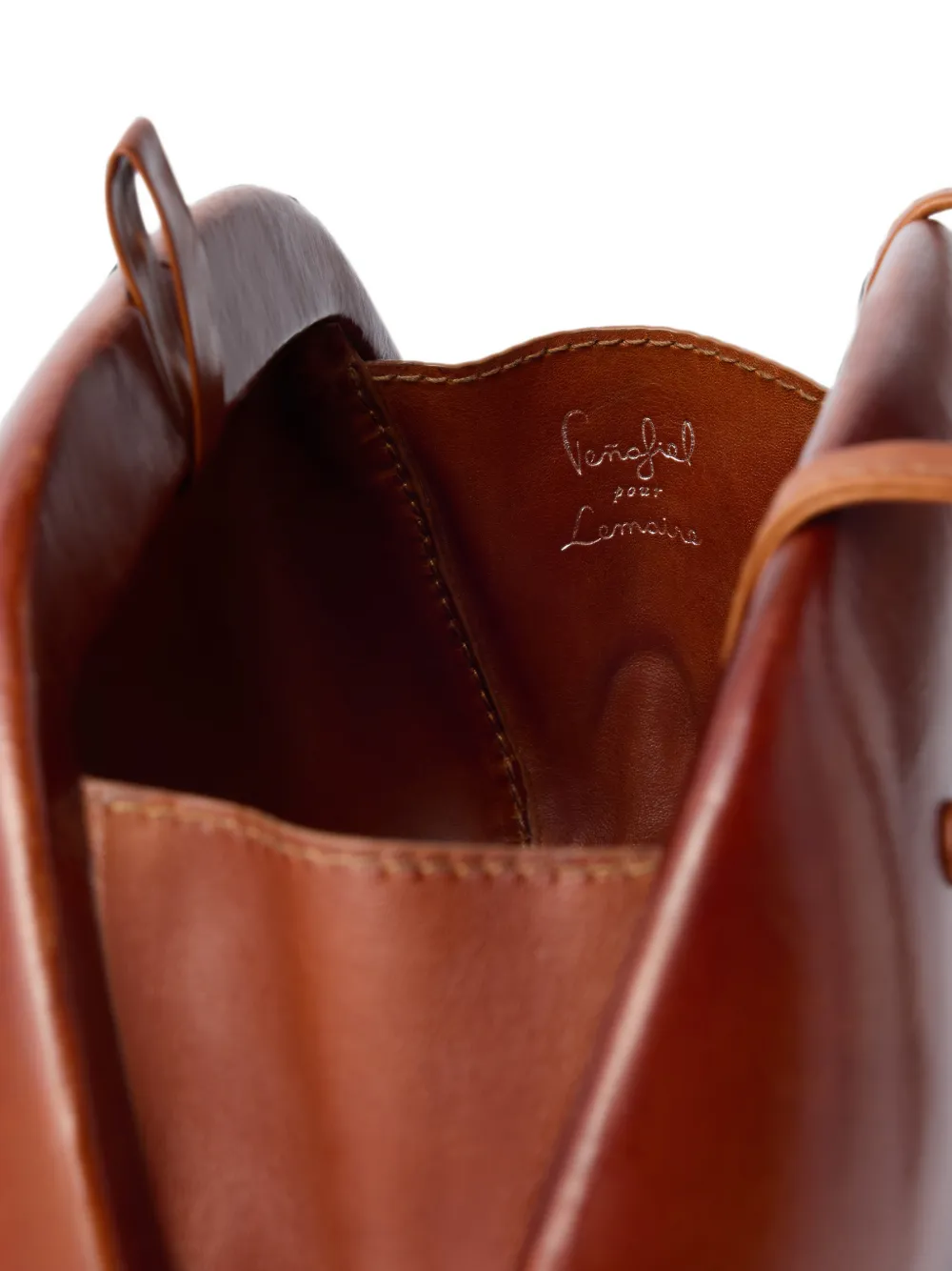 LEMAIRE Fesses clutch van gepatineerd kalfsleer Bruin