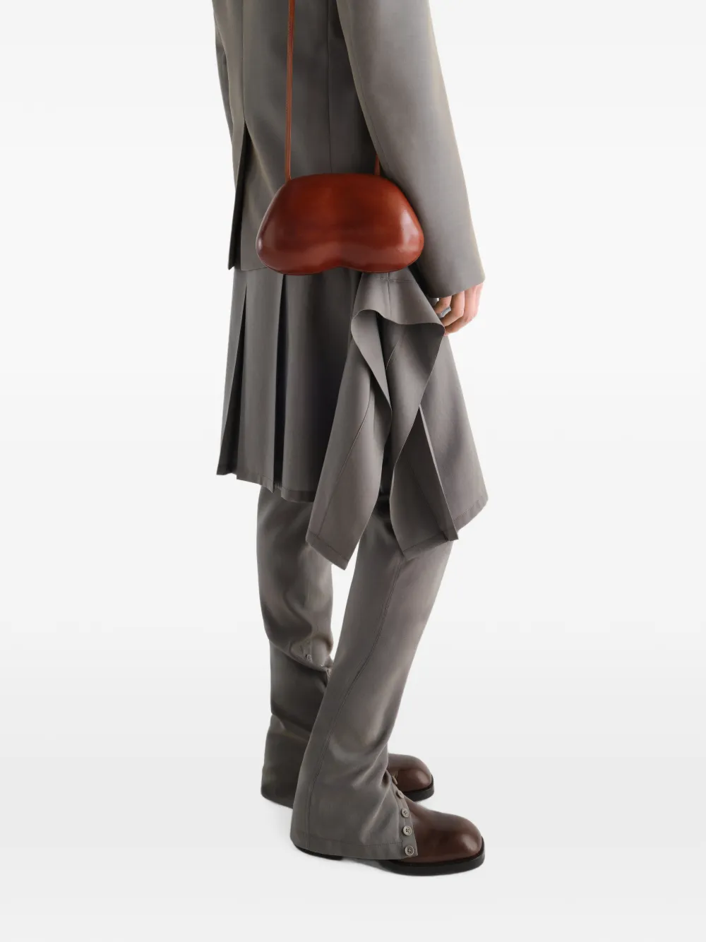 LEMAIRE Fesses clutch van gepatineerd kalfsleer Bruin