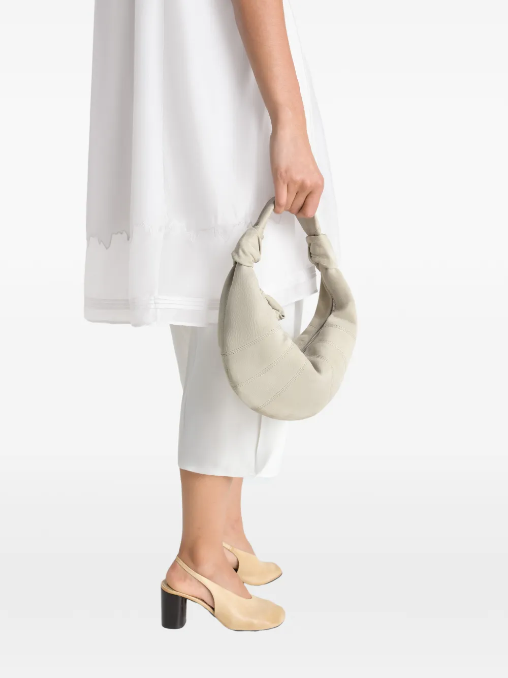 LEMAIRE Fortune Croissant mini-tas van alpaca nubuck Beige