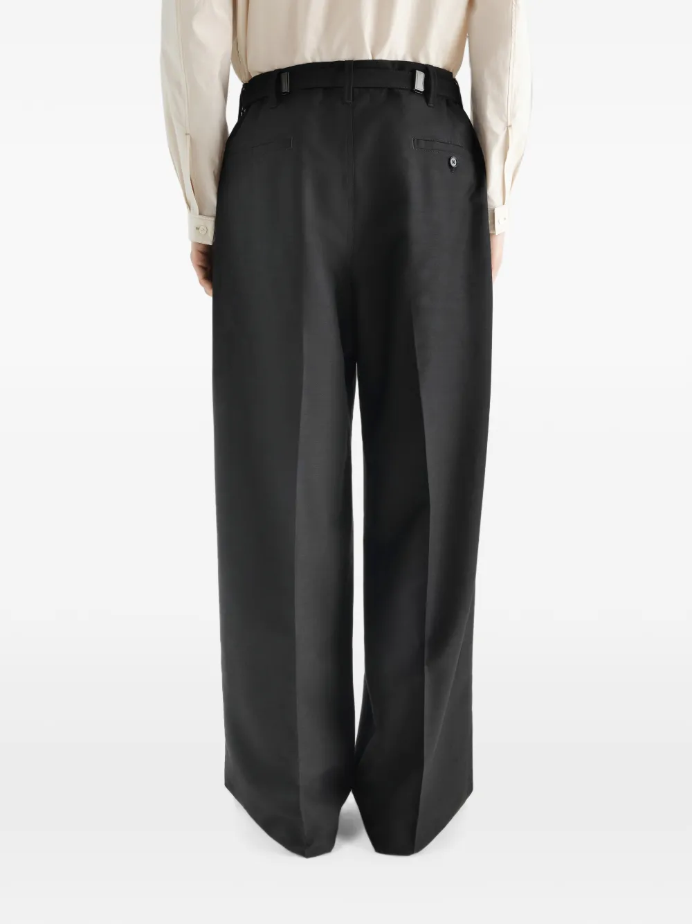 LEMAIRE Pantalon van wol en mohair met enkele plooi Zwart
