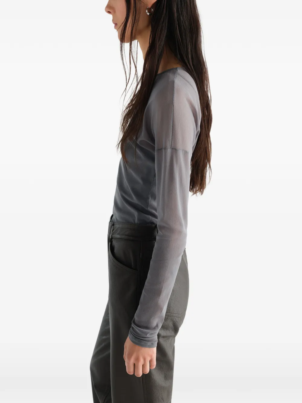 LEMAIRE Mesh jersey top met lange mouwen Grijs