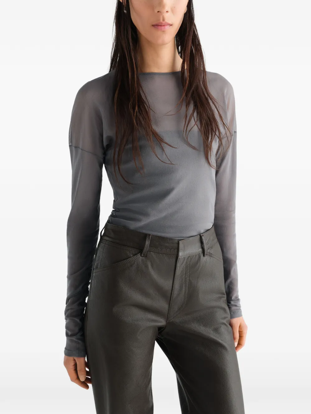 LEMAIRE Mesh jersey top met lange mouwen Grijs