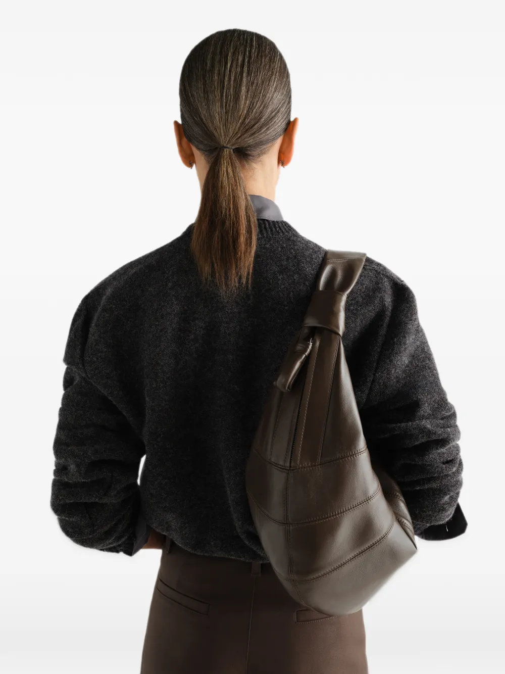 LEMAIRE Fortune Croissant leren tas Bruin