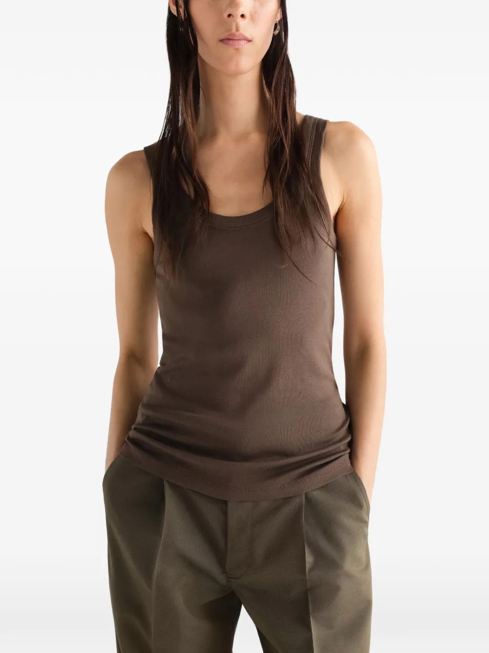 LEMAIRE Ribgebreide tanktop Bruin