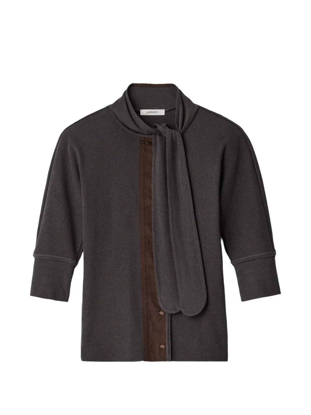 LEMAIRE Ascot T-shirt in linen and cotton ribbed jersey - Grigio