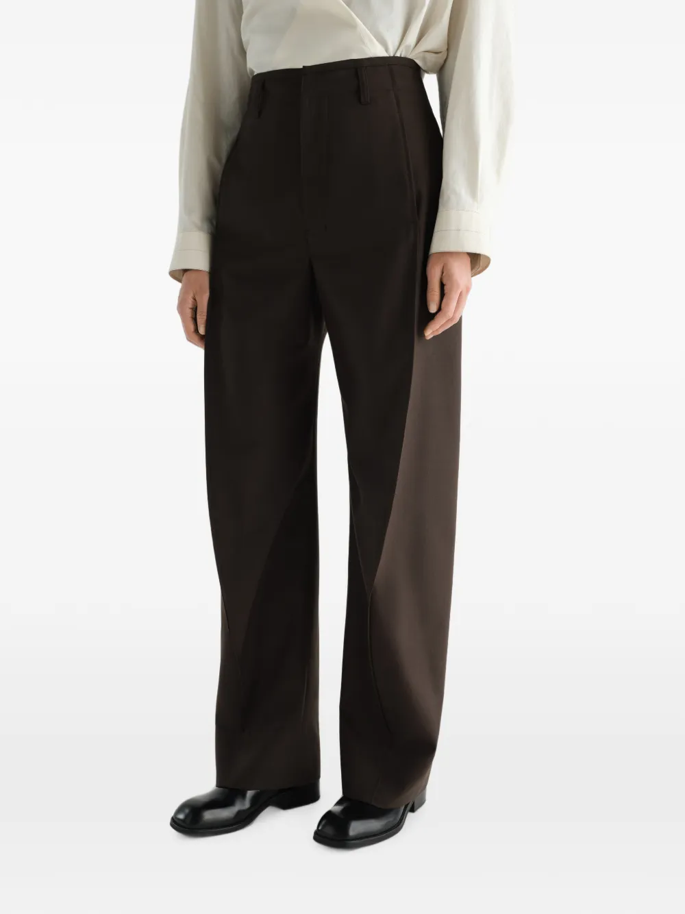 LEMAIRE Baggy broek van tropische wolblend Bruin