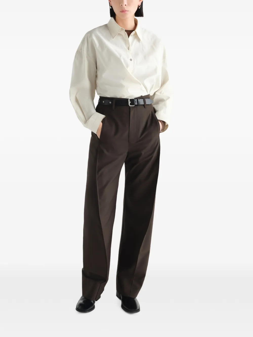 LEMAIRE Baggy broek van tropische wolblend Bruin