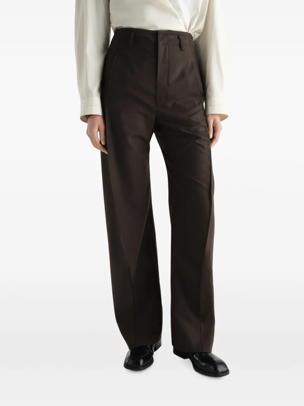 LEMAIRE Baggy broek van tropische wolblend Bruin