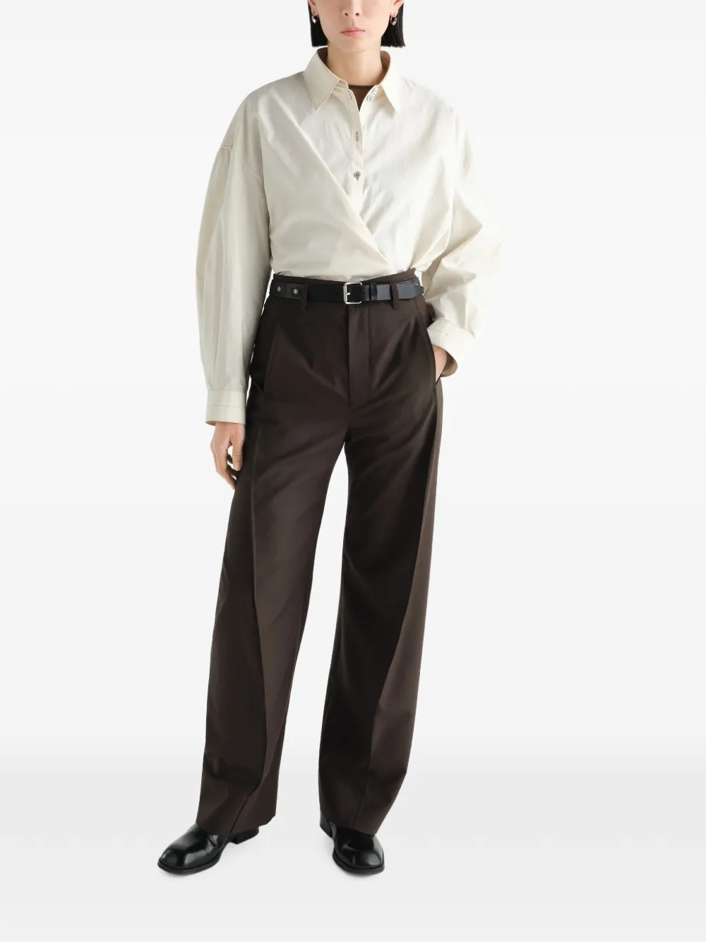LEMAIRE Baggy broek van tropische wolblend Bruin