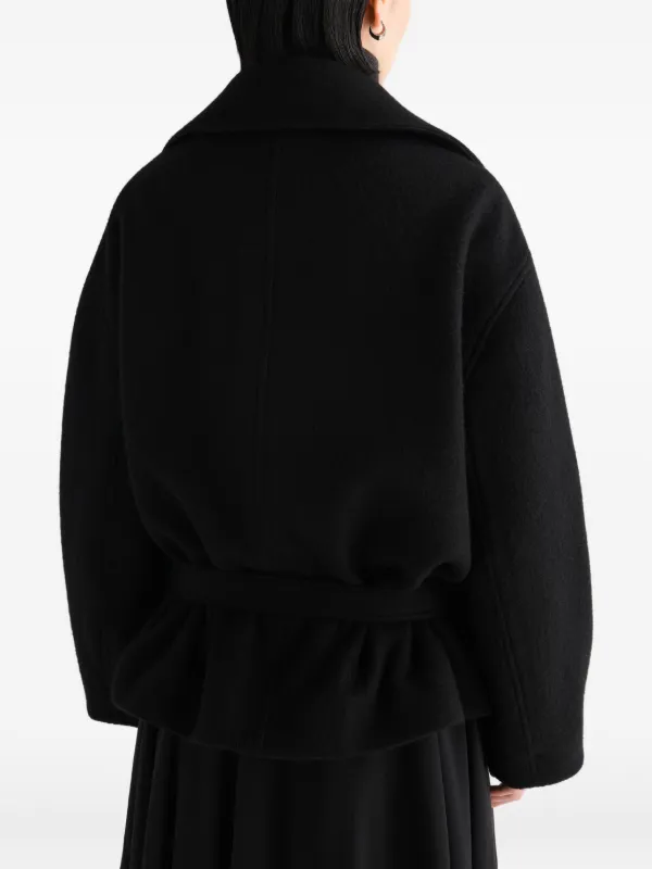 LEMAIRE Short Wrap Coat In Felted Wool Alpaca | Black | FARFETCH