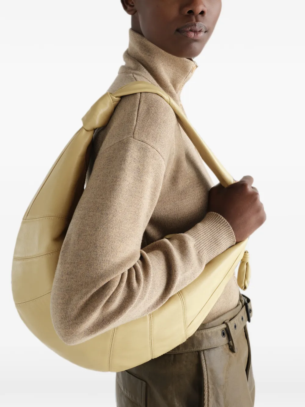 LEMAIRE Fortune Croissant Bag in Leather in Neutrals, view 2